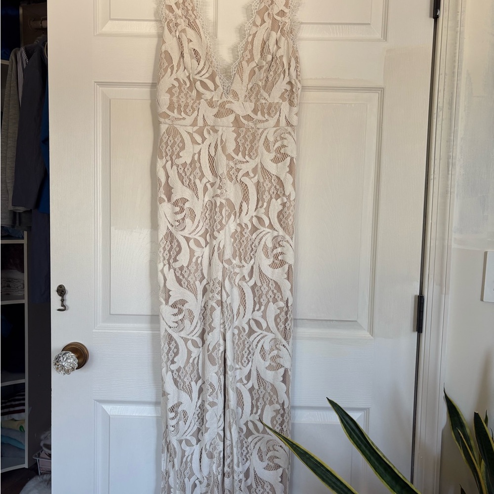 Lulu's Cream Lace Jumpsuit